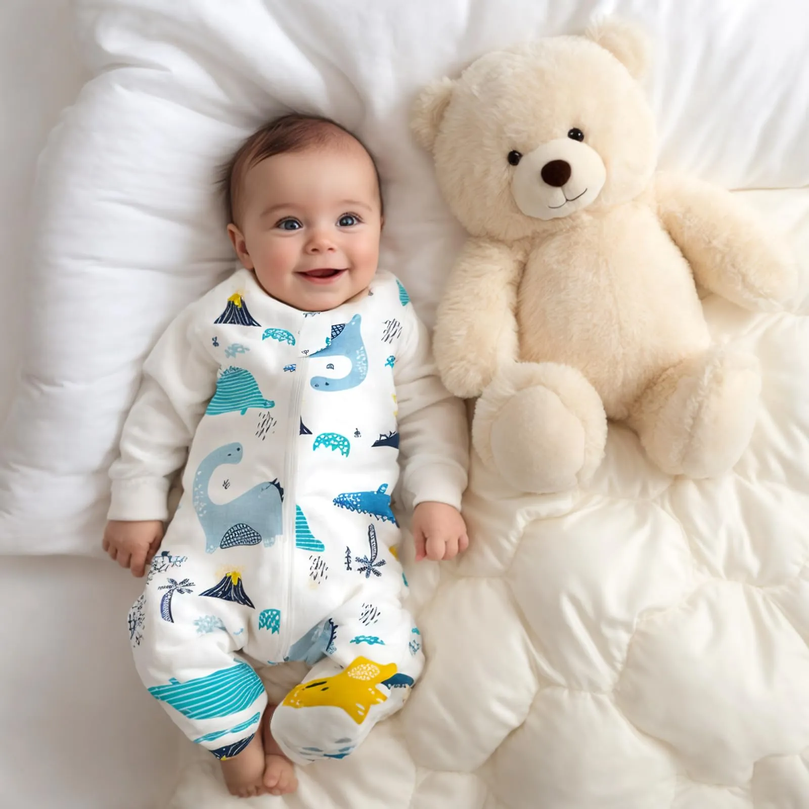 WYTbaby Sacco Nanna con Piedini 1.0 Tog, 100% Cotone Ultra-Morbido, Facile da Indossare, Ideale per il Sonno dei Neonati, Sacco Nanna Adatto per Bambini da 3-4 Anni - immagine 2
