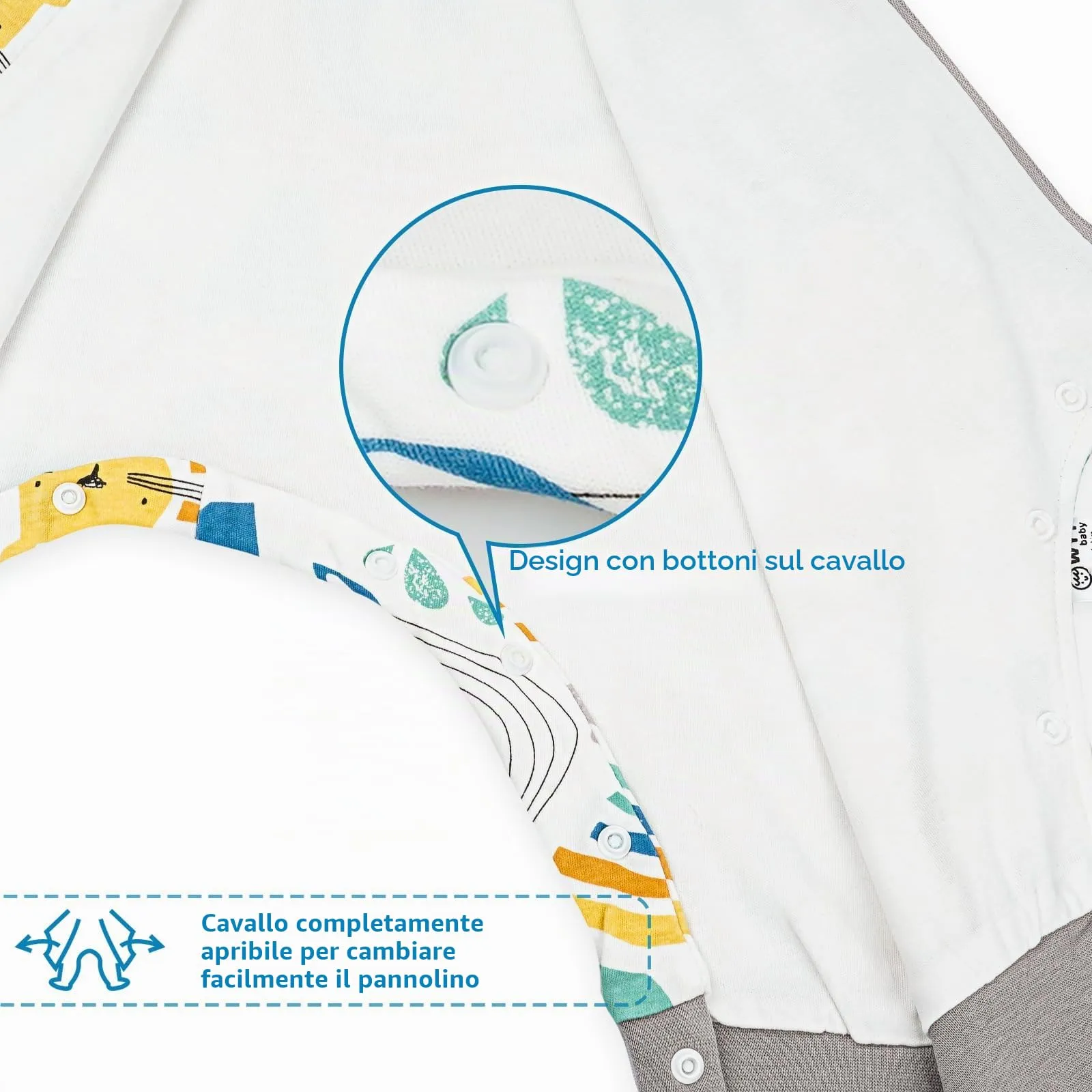 WYTbaby Sacco Nanna con Piedini 1.0 Tog, 100% Cotone Ultra-Morbido, Facile da Indossare, Ideale per il Sonno dei Neonati, Sacco Nanna Adatto per Bambini da 6-18 Mesi - immagine 3