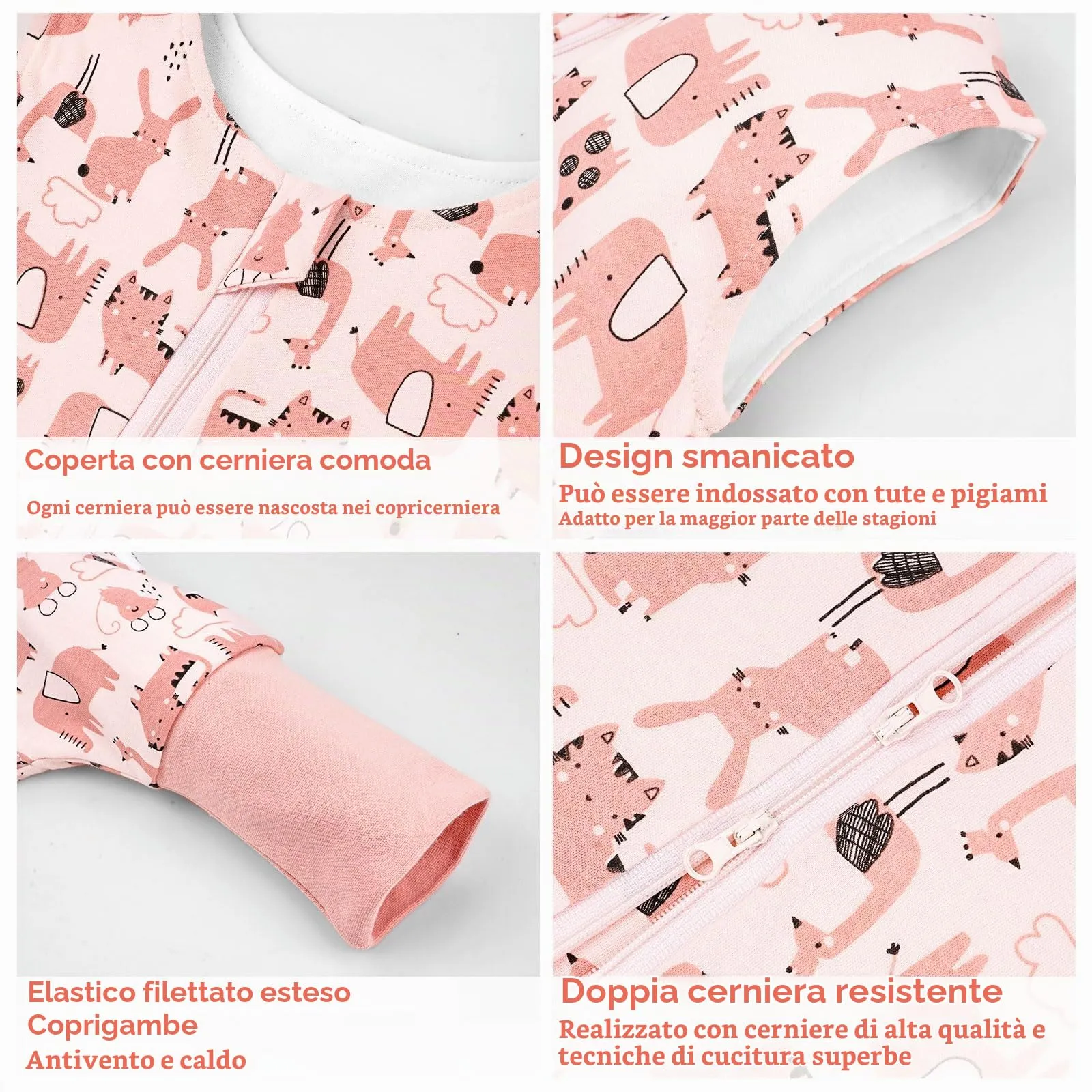 WYTbaby Sacco Nanna con Piedini 1.0 Tog, 100% Cotone Ultra-Morbido, Facile da Indossare, Ideale per il Sonno dei Neonati, Sacco Nanna Adatto per Bambini da 2-3 Anni - immagine 4