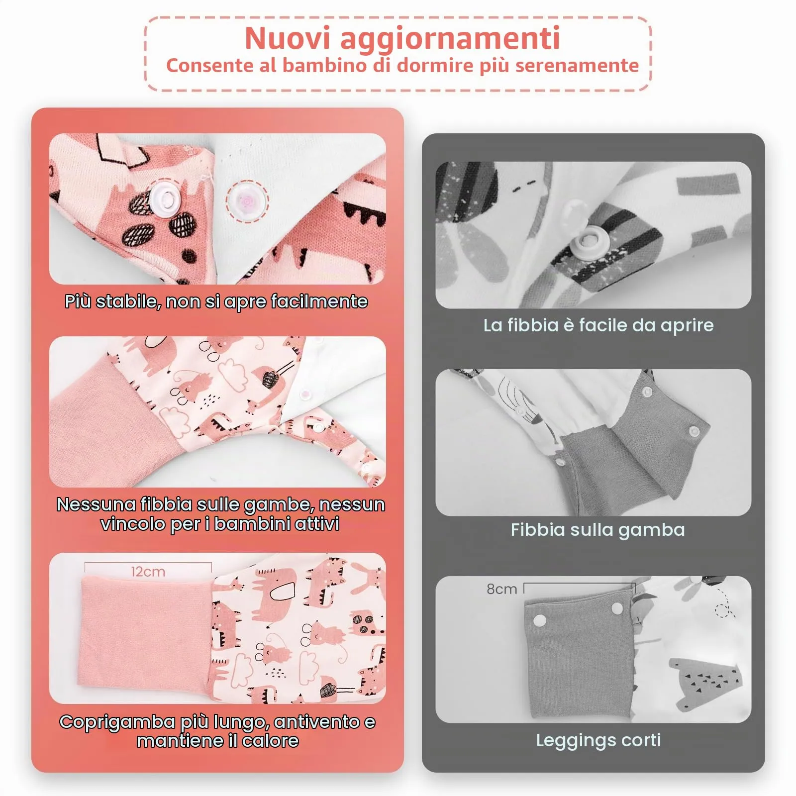 WYTbaby Sacco Nanna con Piedini 1.0 Tog, 100% Cotone Ultra-Morbido, Facile da Indossare, Ideale per il Sonno dei Neonati, Sacco Nanna Adatto per Bambini da 3-4 Anni - immagine 5