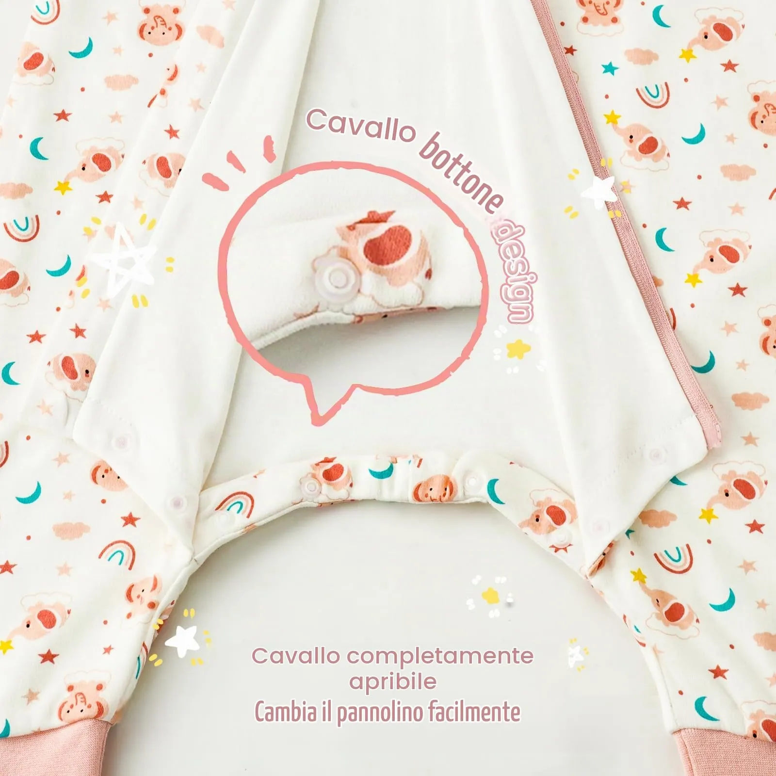 WYTbaby Sacco Nanna Con Piedini 100% Cotone 1 Tog Tutto l'Anno per Bambini 3-4 Anni - immagine 2