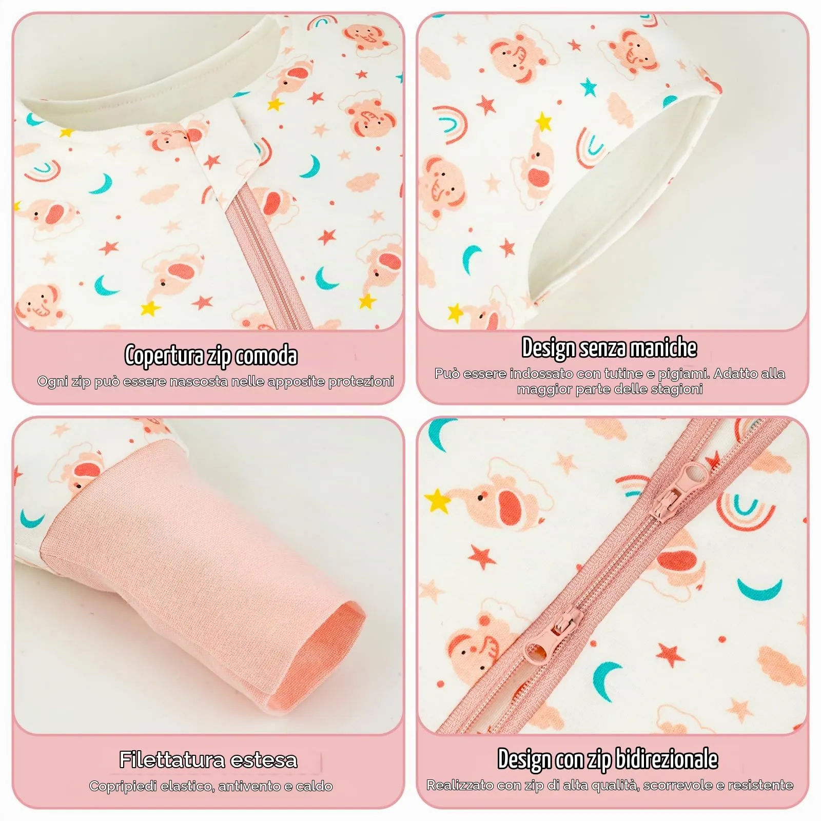 WYTbaby Sacco Nanna Con Piedini 100% Cotone 1 Tog Tutto l'Anno per Bambini 3-4 Anni - immagine 6