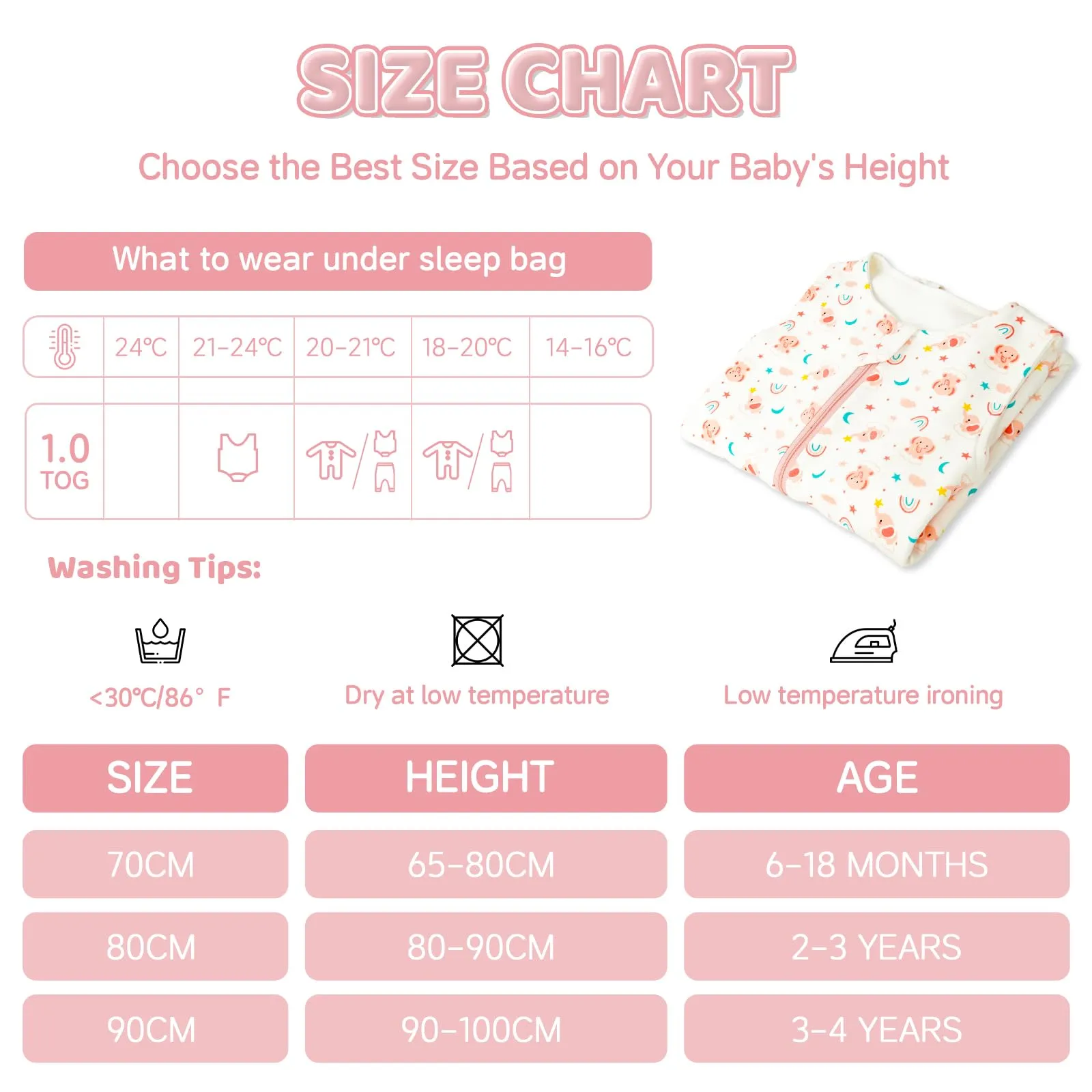 WYTbaby Sacco Nanna Con Piedini 100% Cotone 1 Tog Tutto l'Anno per Bambini 3-4 Anni - immagine 7