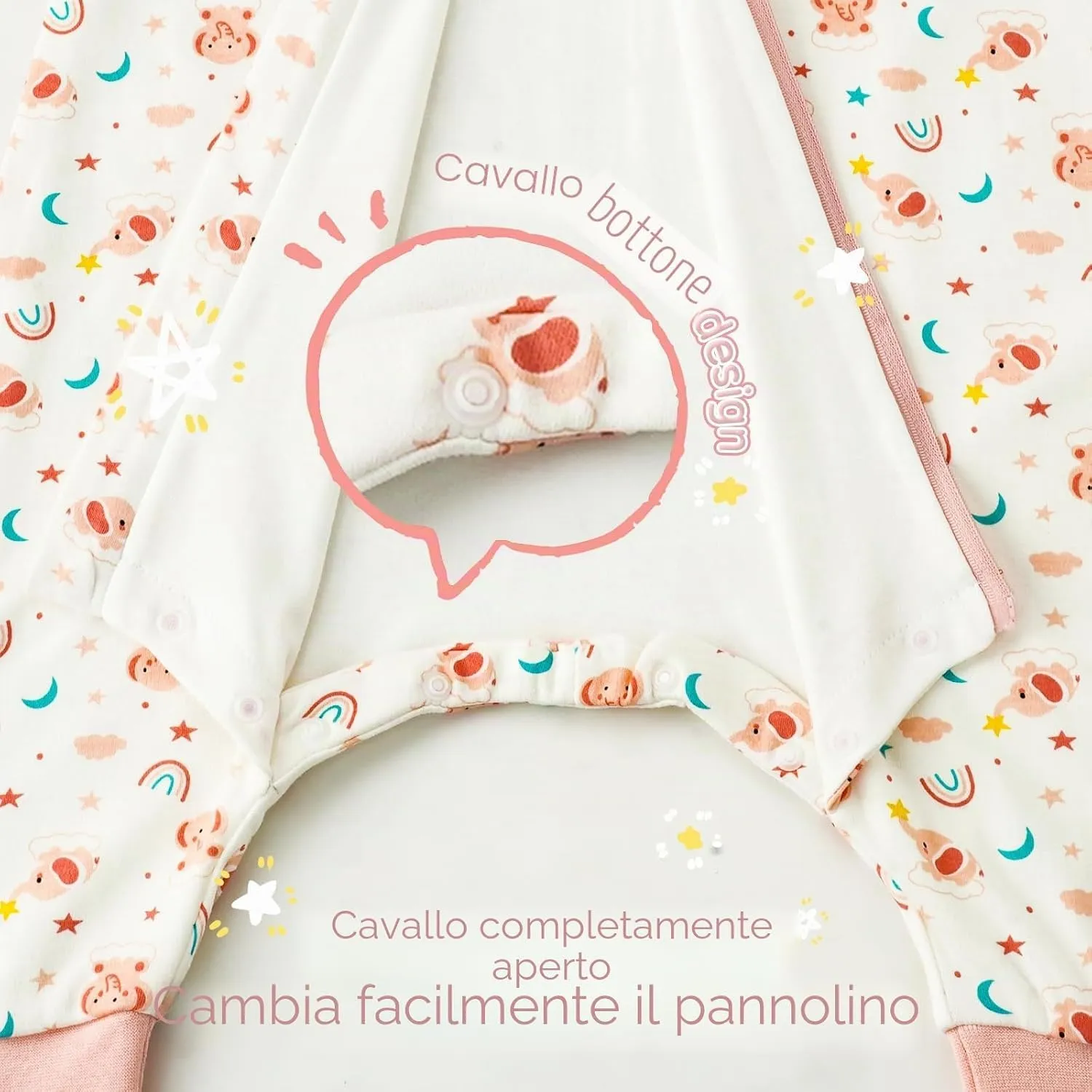WYTbaby Sacco Nanna Con Piedini 100% Cotone 1 Tog Tutto l'Anno per Bambini 6-18 Mesi - immagine 2