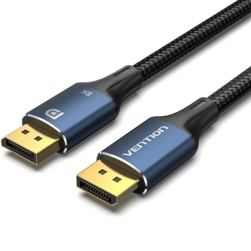Cavo intrecciato in cotone DisplayPort 1.4 UltraHD 8K Vention 1,5 m blu - immagine 1