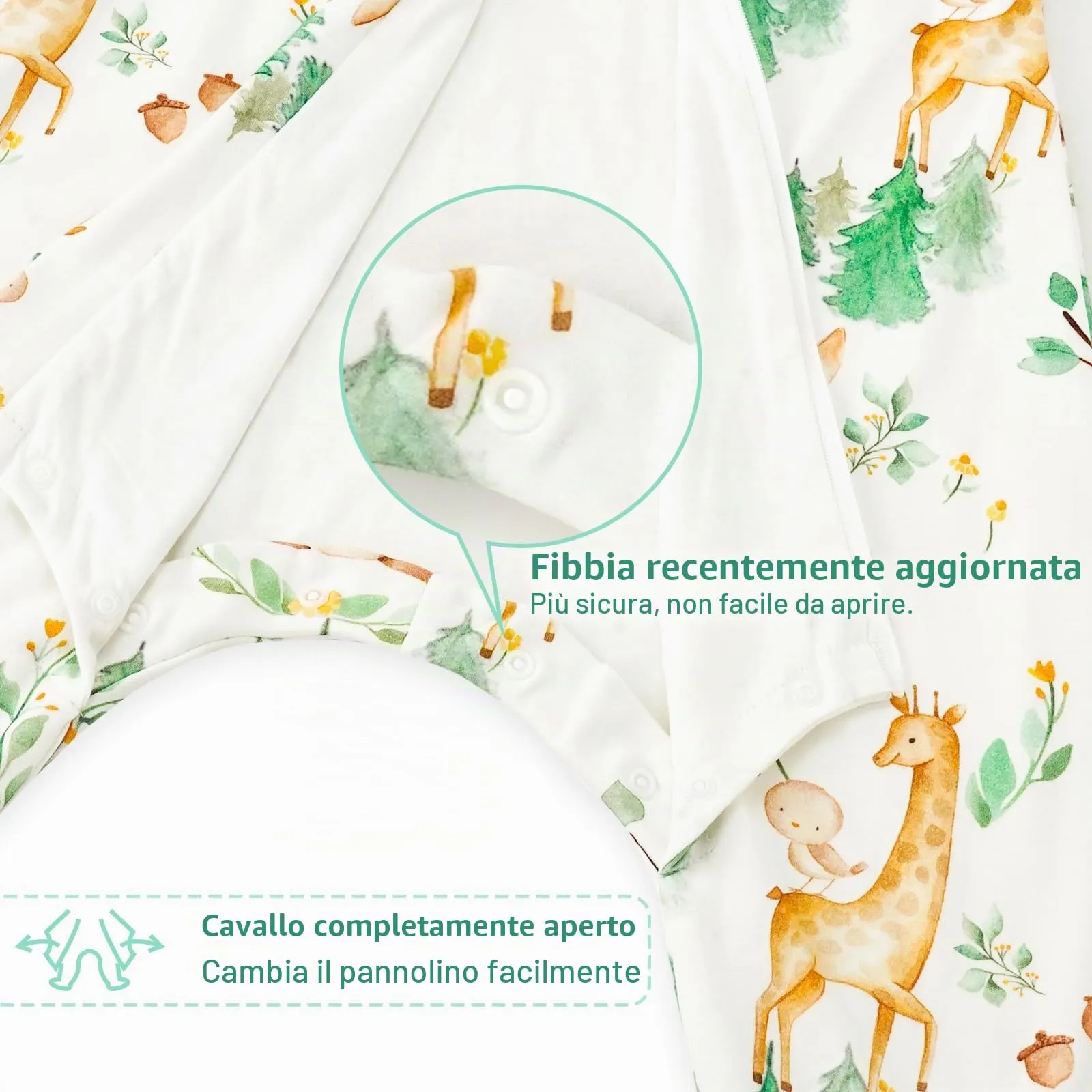 WYTbaby Sacco Nanna con Piedini 100% Cotone Sacco Nanna 1 Tog Tutto l'anno Sacco Nanna per Bambini 3-4 Anni - immagine 2