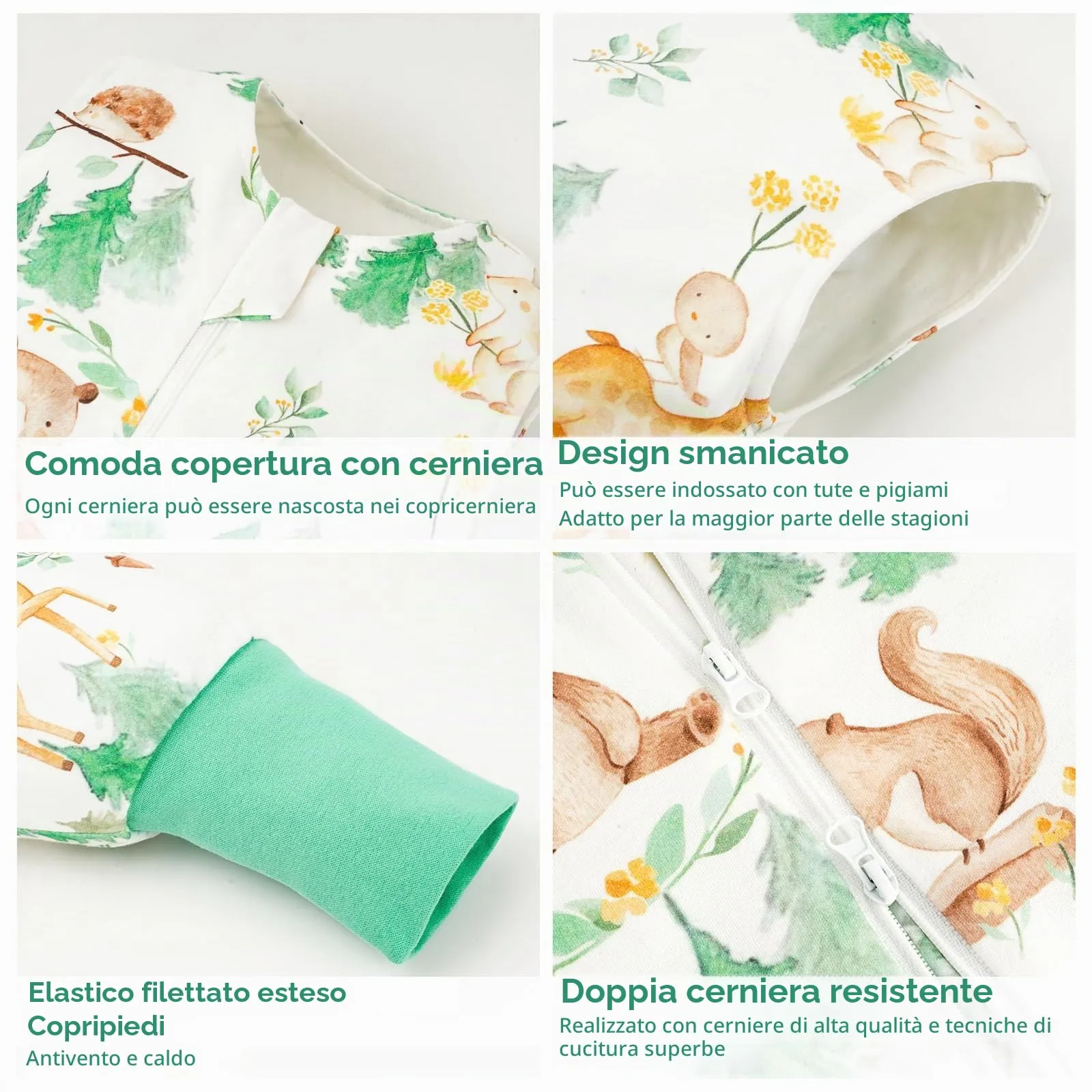 WYTbaby Sacco Nanna con Piedini 100% Cotone Sacco Nanna 1 Tog Tutto l'anno Sacco Nanna per Bambini 3-4 Anni - immagine 4