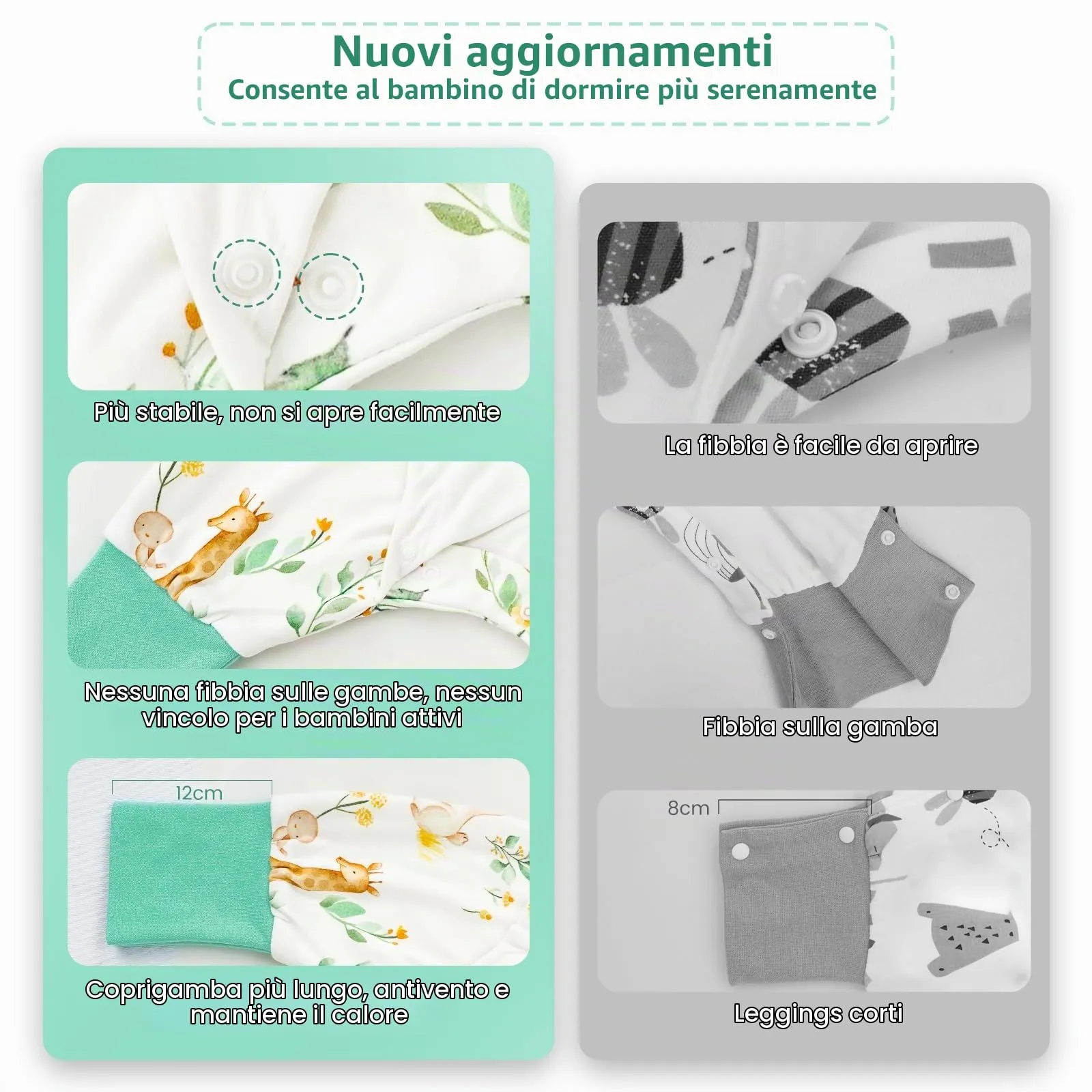 WYTbaby Sacco Nanna con Piedini 100% Cotone Sacco Nanna 1 Tog Tutto l'anno Sacco Nanna per Bambini 2-3 Anni - immagine 5