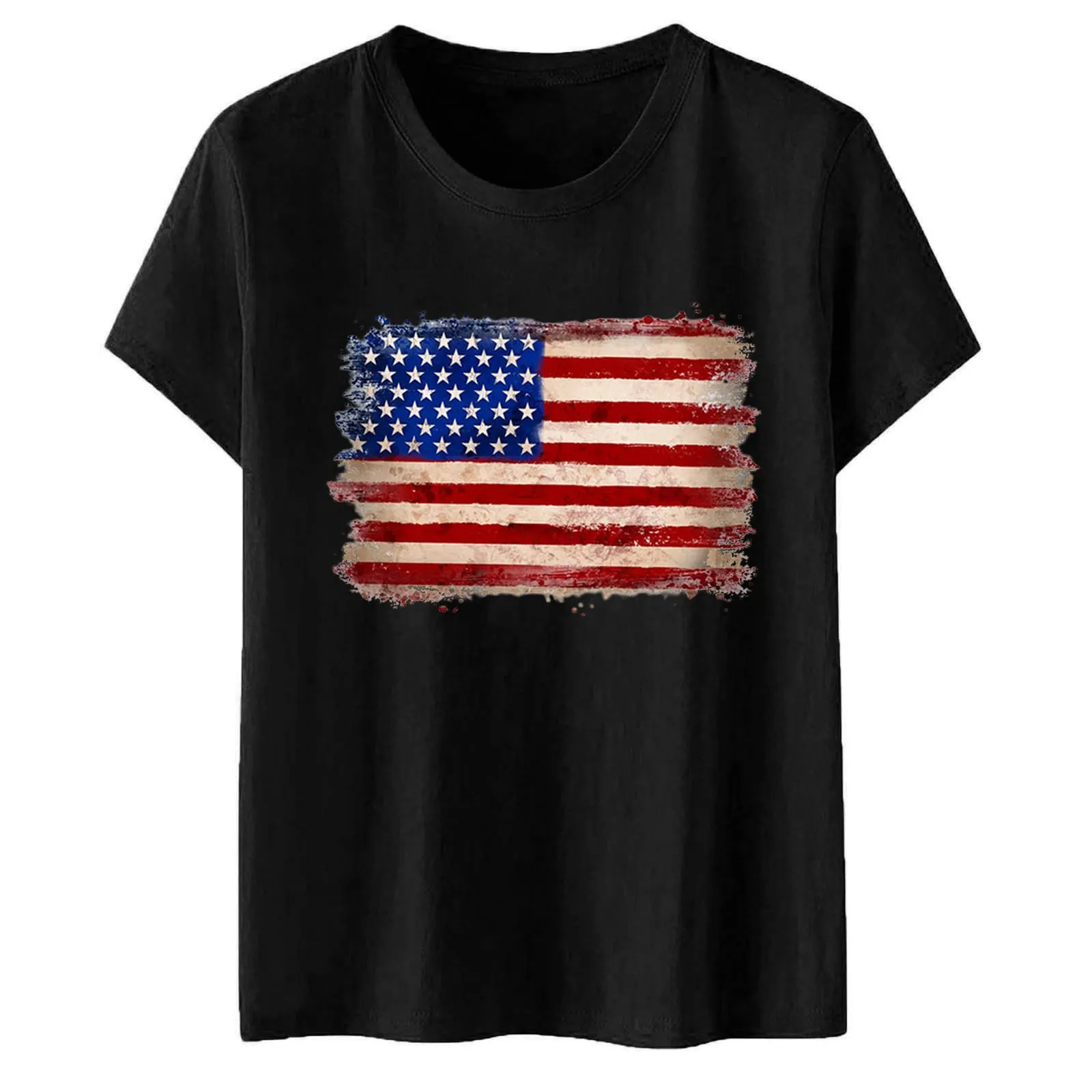 Uwdiohq Camicetta da Donna A Maniche Corte con Stampa Bandiera Americana O Scollo V Top T-Shirt Maglia Elegante Ca - immagine 3
