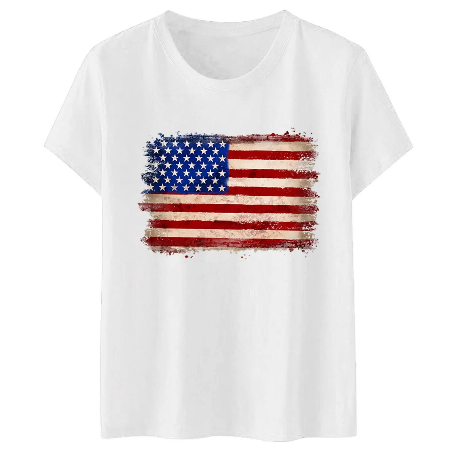 Uwdiohq Outlet Offerte Oggi Camicetta da Donna A Maniche Corte con Stampa Bandiera Americana O Scollo A V Top T-Shirt Maglia Maniche Elegante Ca Buy Again - immagine 3