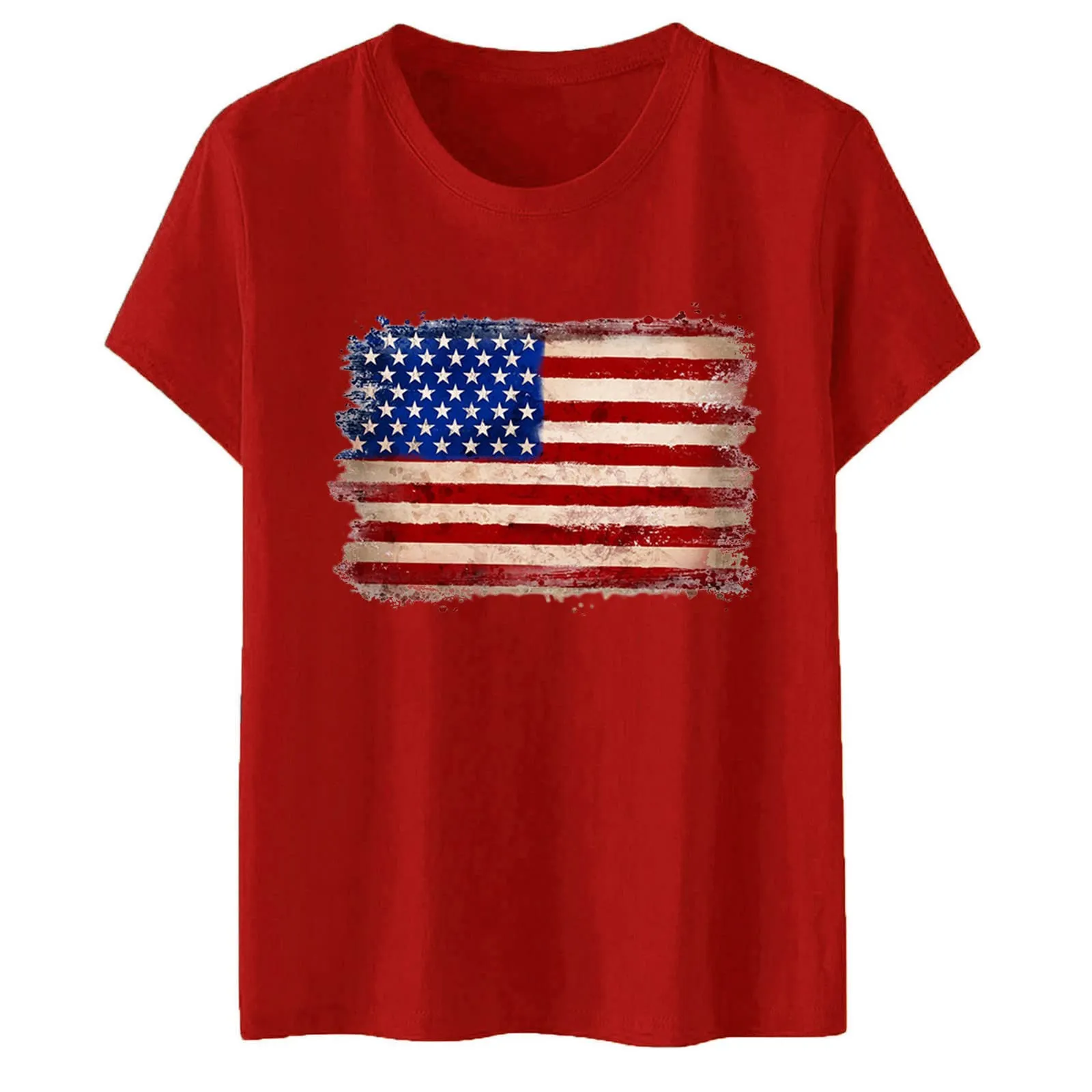 Uwdiohq Prime Big Deal Days Camicetta da Donna A Maniche Corte con Stampa Bandiera Americana O Scollo A V Top T-Shirt Maglia Maniche Elegante Ca Todays Daily Deals Colla - immagine 3