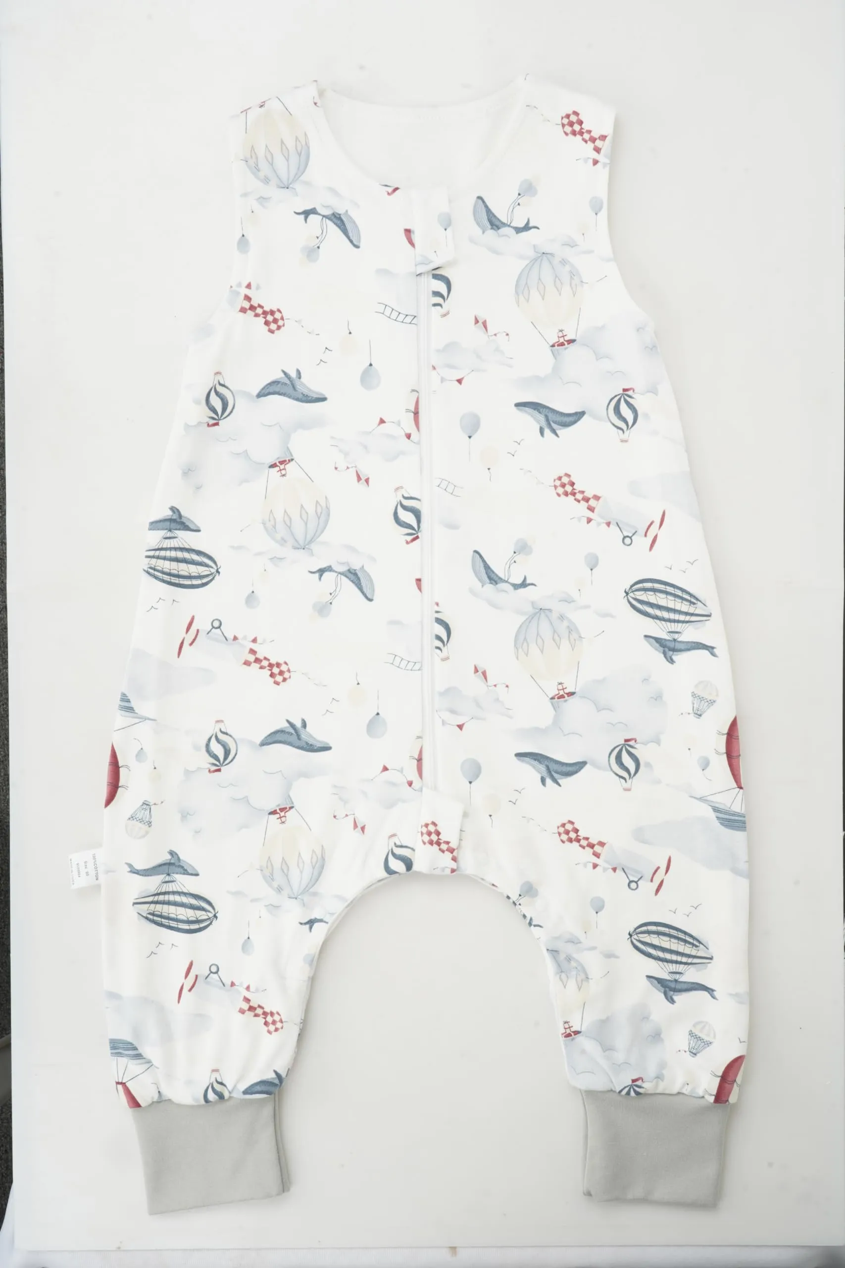 WYTbaby - Sacco nanna con piedi, 1.0 Tog, in 100% cotone, morbido sacco nanna per tutto l'anno, senza maniche, ideale per dormire e quando fa caldo, perfetto per bambine e bambini, 70 cm - immagine 2