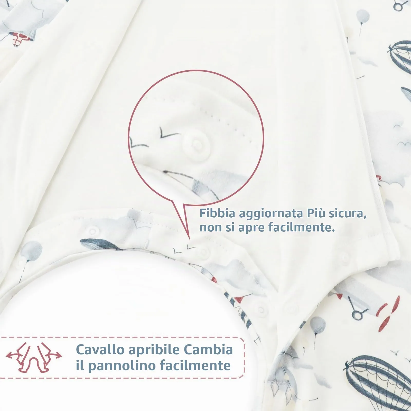 WYTbaby - Sacco nanna con piedi, 1.0 Tog, in 100% cotone, morbido sacco nanna per tutto l'anno, senza maniche, ideale per dormire e quando fa caldo, perfetto per bambine e bambini, 70 cm - immagine 3