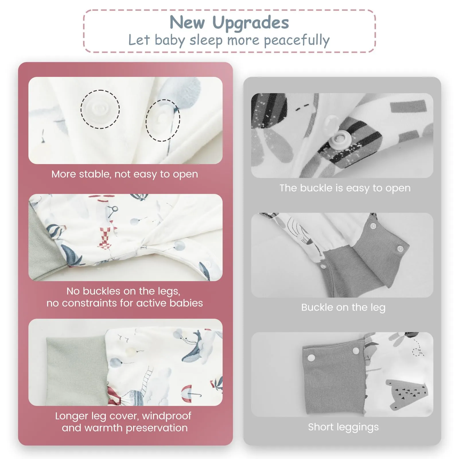 WYTbaby - Sacco nanna con piedi, 1.0 Tog, in 100% cotone, morbido sacco nanna per tutto l'anno, senza maniche, ideale per dormire e quando fa caldo, perfetto per bambine e bambini, 70 cm - immagine 6
