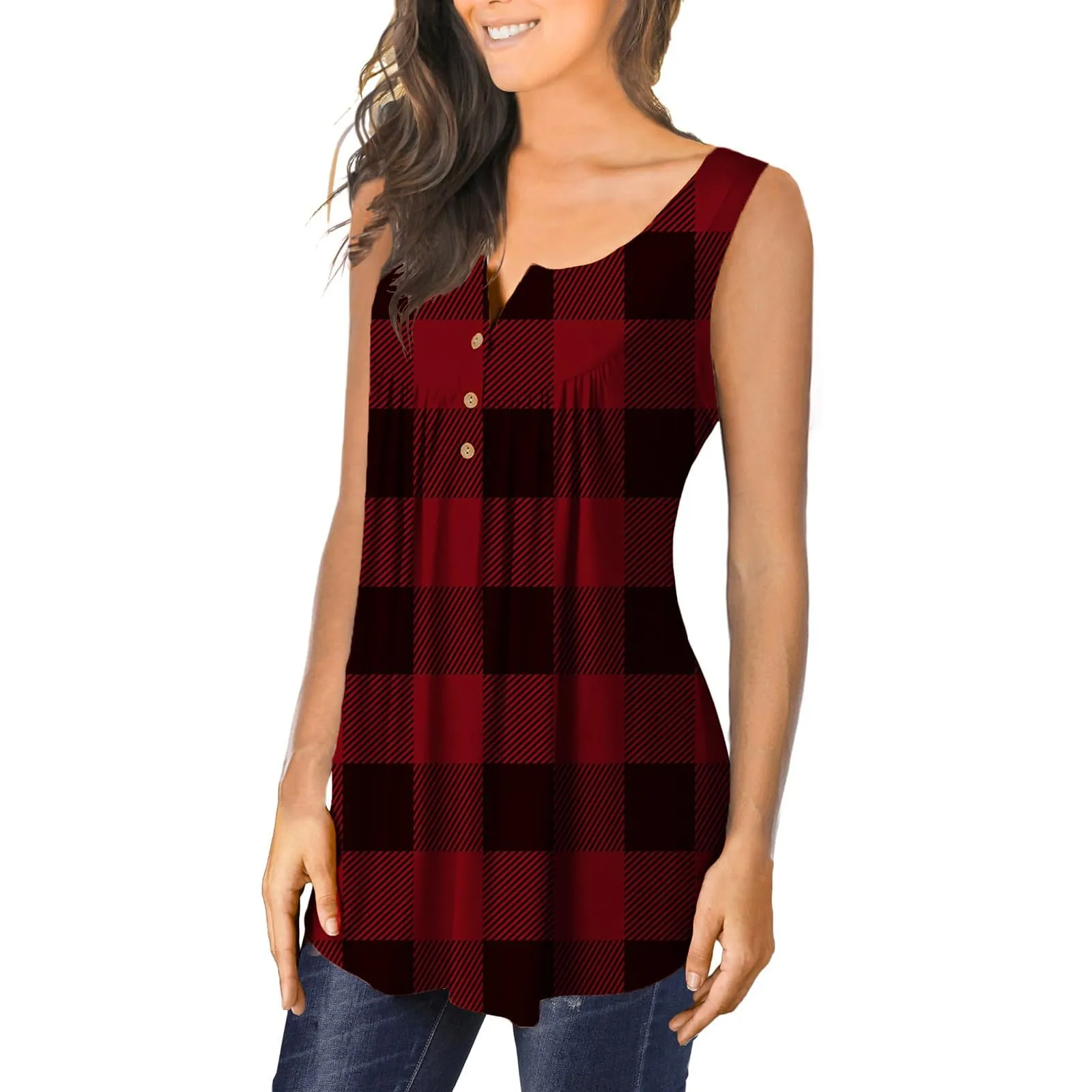 Uwdiohq Deal of The Day Prime Today Camicette Casual Senza Maniche da Donna Taglie Forti Maglietta Lunga Maglietta Donna Mamma T-Shirt Personalizzata Magliette Bianche D Abbigliamento Donna Offerte - immagine 3