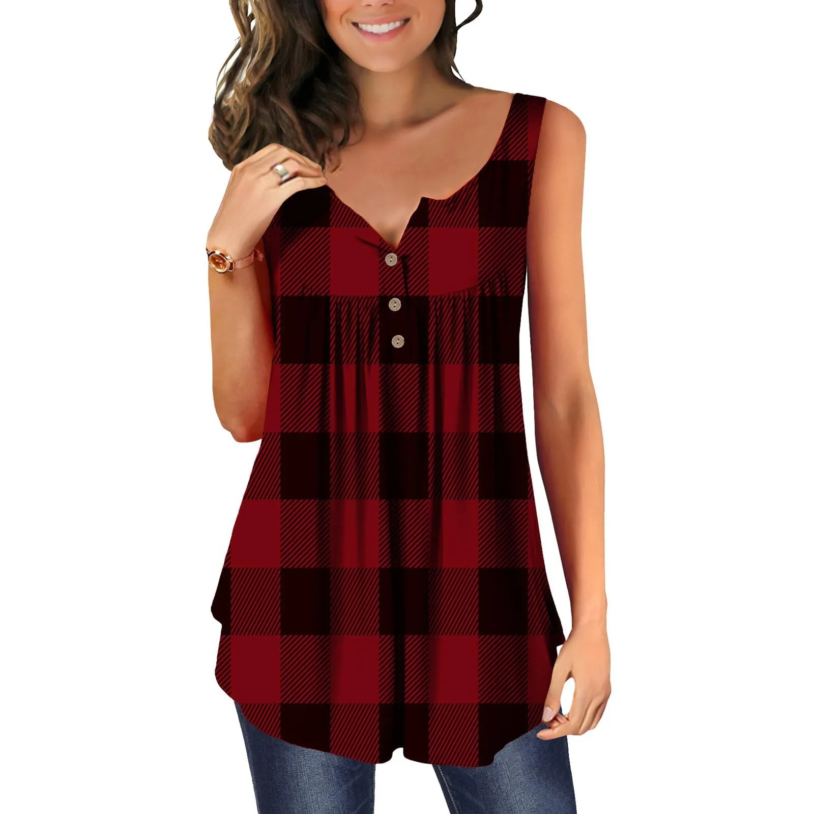 Uwdiohq Deal of The Day Prime Today Camicette Casual Senza Maniche da Donna Taglie Forti Maglietta Lunga Maglietta Donna Mamma T-Shirt Personalizzata Magliette Bianche D Abbigliamento Donna Offerte - immagine 4