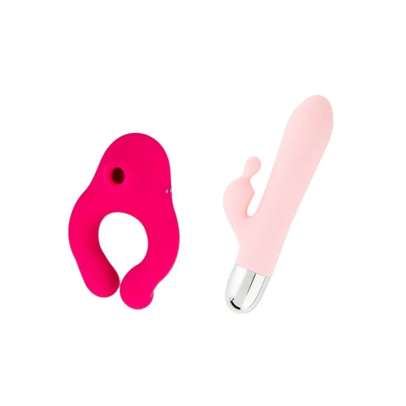 Kit di giocattoli sessuali Hugbox: succhia clitoride e vibratore a forma di coniglietto - immagine 1