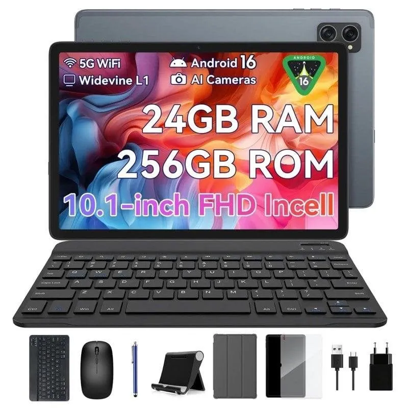 Tablet TABWEE T20 WiFi 10,1" 8GB 256GB Grigio con Teclado e Stylus Pen - immagine 1