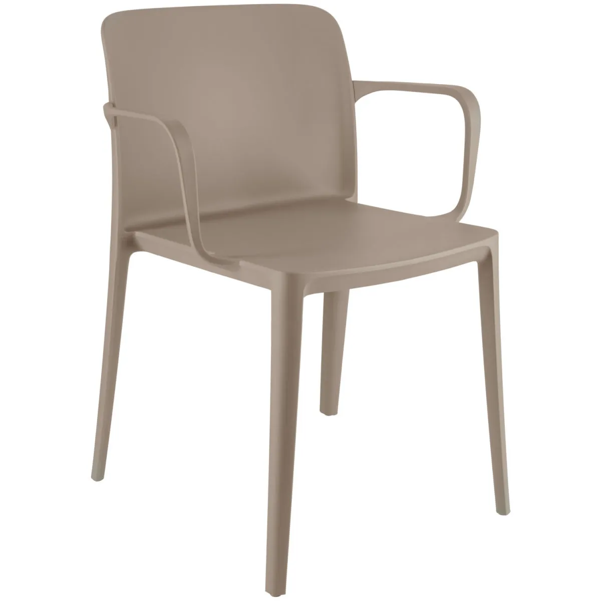 4x PULSIVA Sedia in plastica Rigg con braccioli; 57x55x78 cm (LxPxH); tortora; 4 pz. / Pacco - immagine 1