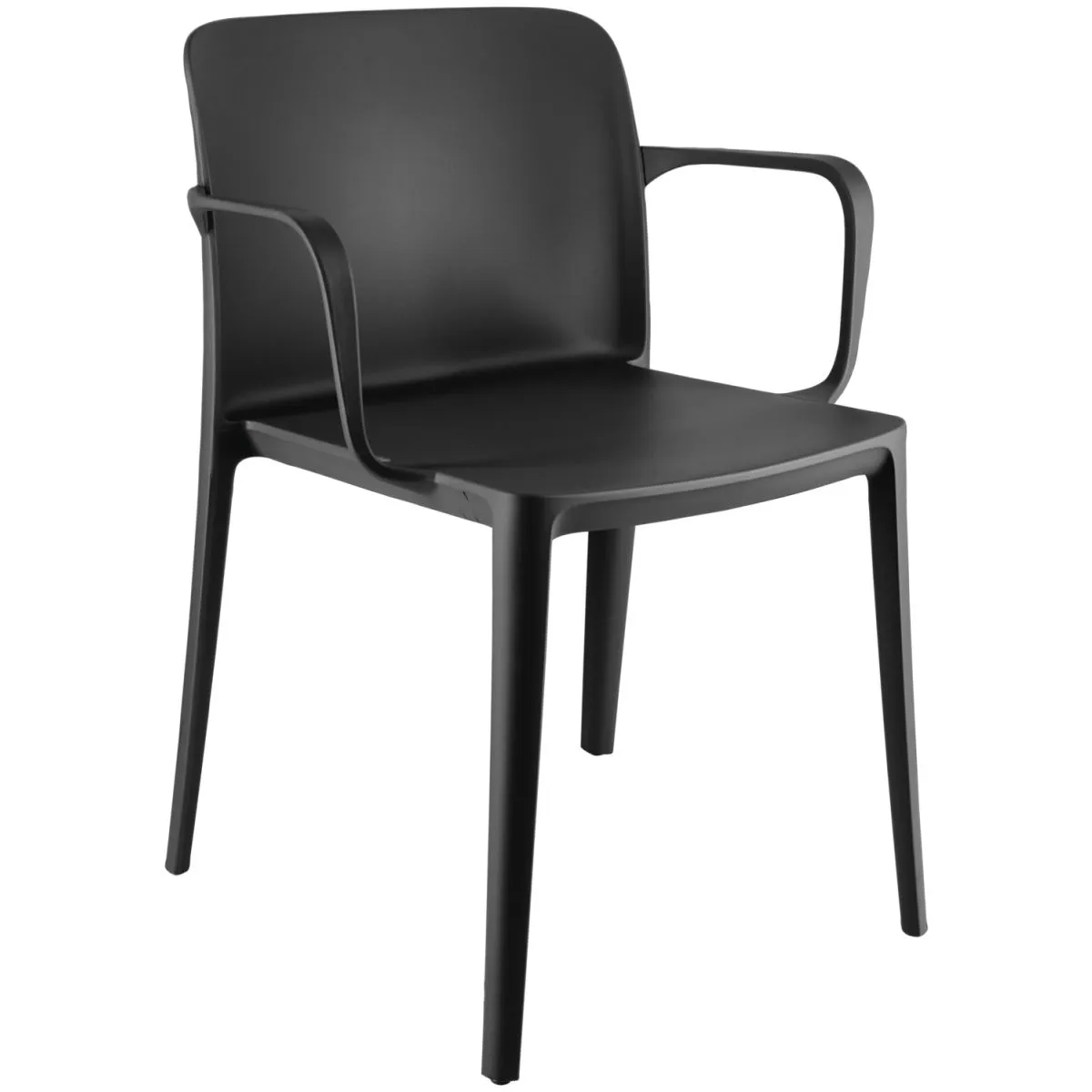 4x PULSIVA Sedia in plastica Rigg con braccioli; 57x55x78 cm (LxPxH); nero; 4 pz. / Pacco - immagine 1