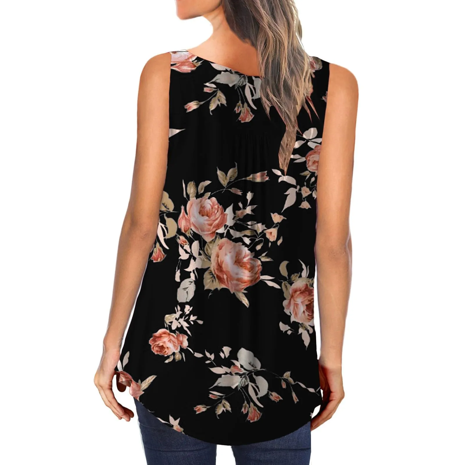 Uwdiohq Lightning Deals Camicette Casual Senza Maniche da Donna Taglie Forti Maglietta Lunga Maglietta Donna Mamma T-Shirt Personalizzata Magliette Bianche Donna Corte Canotta T Shirt Offerta Donna - immagine 4
