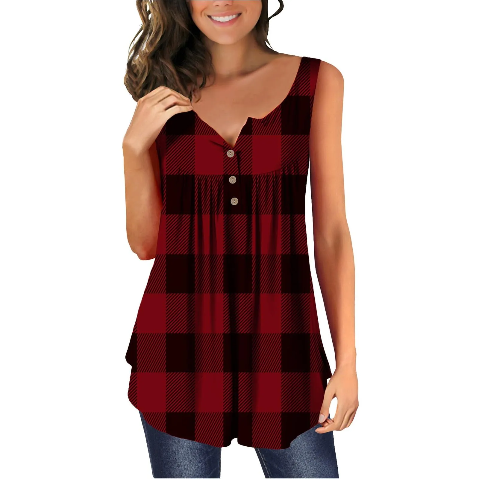 Uwdiohq Offerte del Giorno Prime Camicette Casual Senza Maniche da Donna Taglie Forti Maglietta Lunga Maglietta Donna Mamma T-Shirt Personalizzata Magliette Bianche Donna Corte Canott Big Deal Days - immagine 1