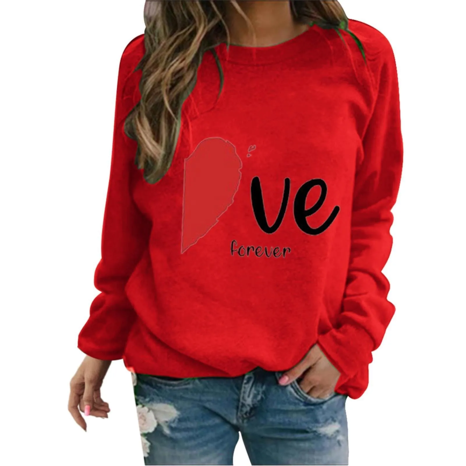Uwdiohq Prime Today Deals 2024 Felpa di San Simpatico Pullover Stampato a Forma di Cuore Girocollo Camicia a Maniche Lunghe Primavera/Autunno Maglioncini Leggeri Maglietta Donna Primave My Orders - immagine 1