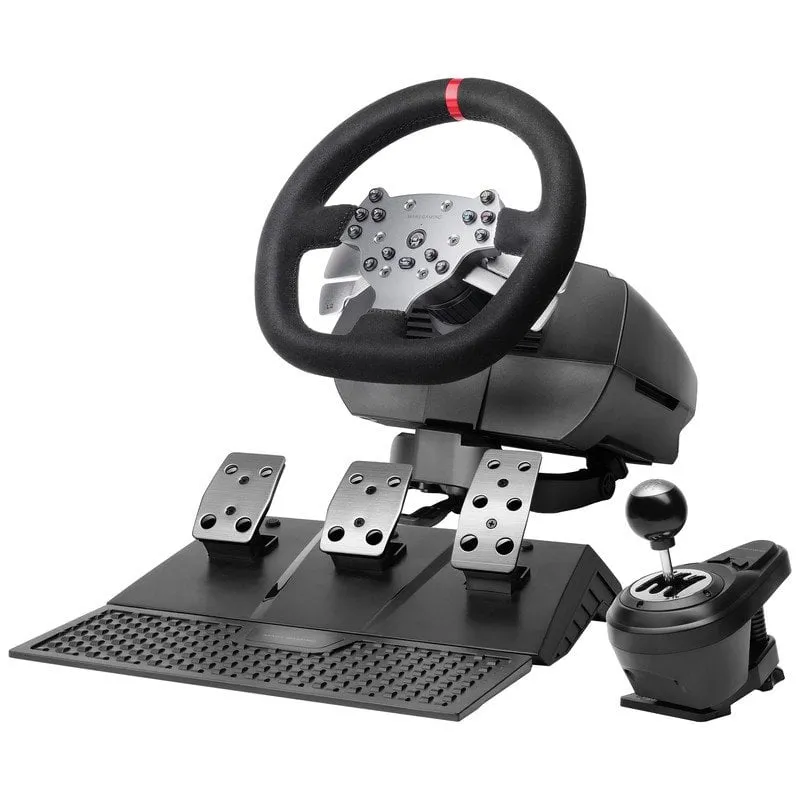 Volante da corsa Mars Gaming MWH-RSX con feedback di forza, doppio motore, set di 3 pedali e cambio - immagine 1