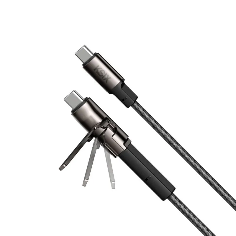 Cavo dati e di ricarica ultraveloce Ksix 60W USB-C/USB-C intrecciato 1m nero - immagine 1