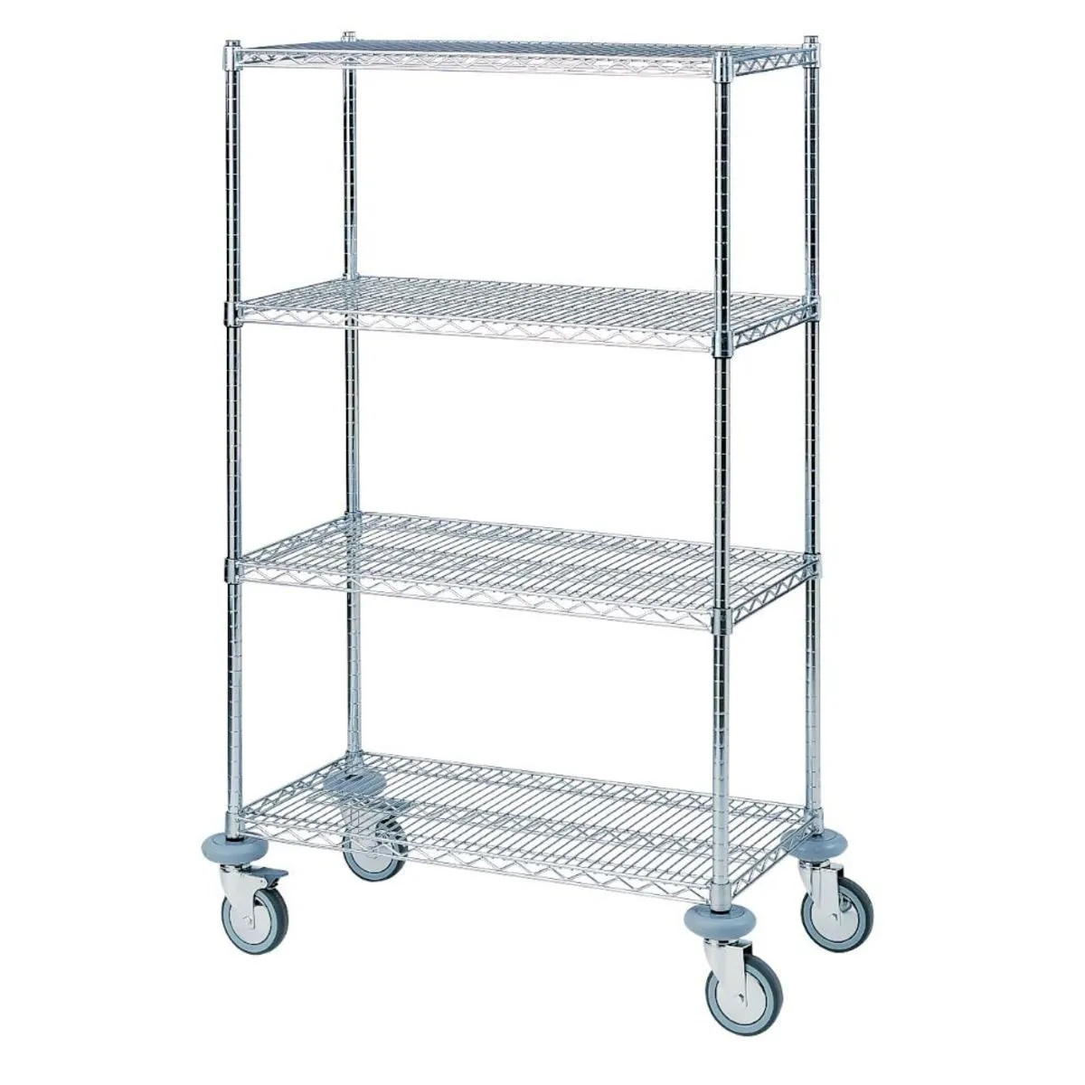 QUATRO Robusto carrello di trasporto a quattro ripiani 90 x 60; 122x45x175 cm (LxPxH); argento - immagine 1