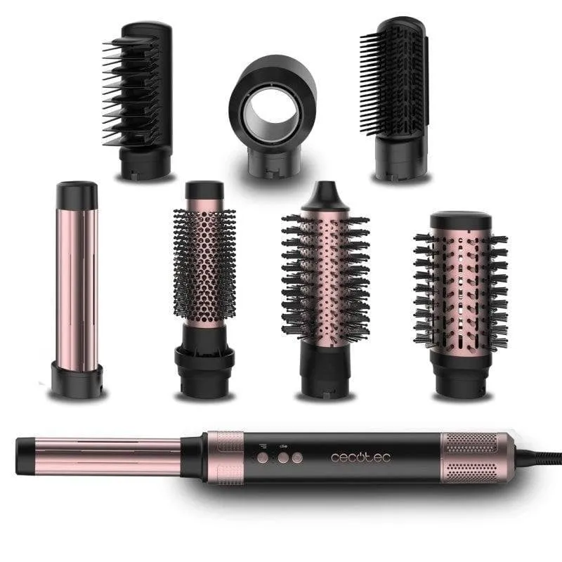 Styler ad aria Cecotec Bamba CeramicCare AirGlam Black 1400W Ceramica Ionica Coanda 3 Temperature 8 Accessori Getto Freddo Nero - immagine 1