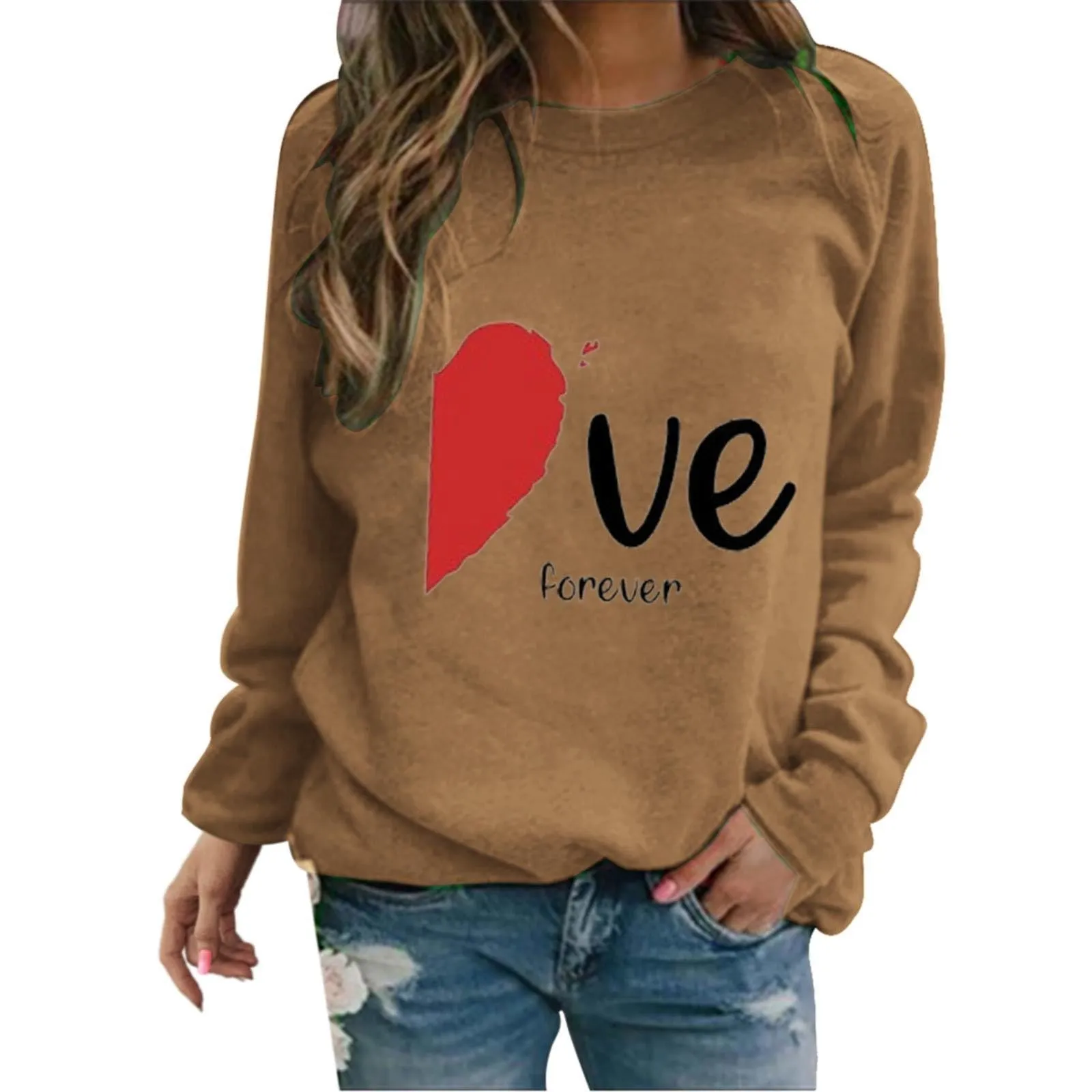 Uwdiohq Outlet Offerte Oggi 2024 Felpa di San Simpatico Pullover Stampato a Forma di Cuore Girocollo Camicia a Maniche Lunghe Primavera/Autunno Maglioncini Leggeri Maglietta Donna Prima My Orders - immagine 4