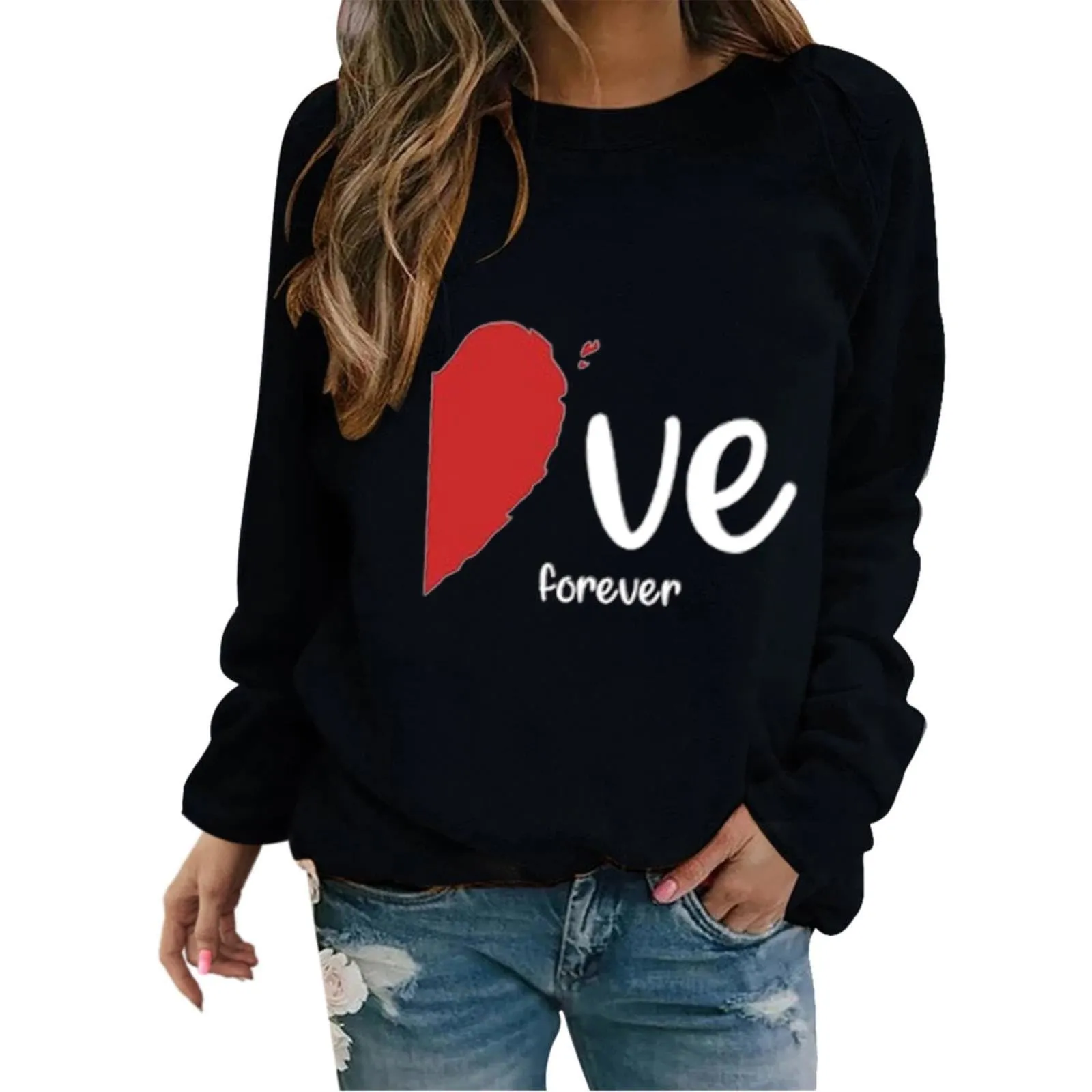 Uwdiohq Lightning Deals 2024 Felpa di San Simpatico Pullover Stampato a Forma di Cuore Girocollo Camicia a Maniche Lunghe Primavera/Autunno Maglioncini Leggeri Maglietta Donna Pr My Recent Orders - immagine 4