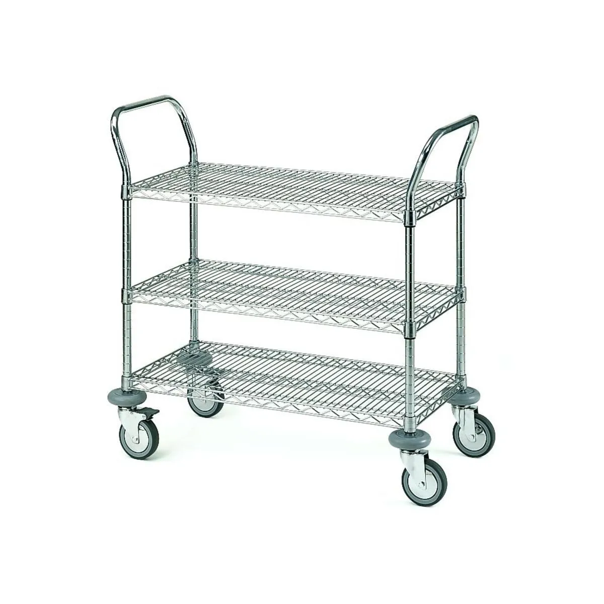 QUATRO Robusto carrello di trasporto a tre ripiani 90 x 45; 91x45x109 cm (LxPxH); argento - immagine 1