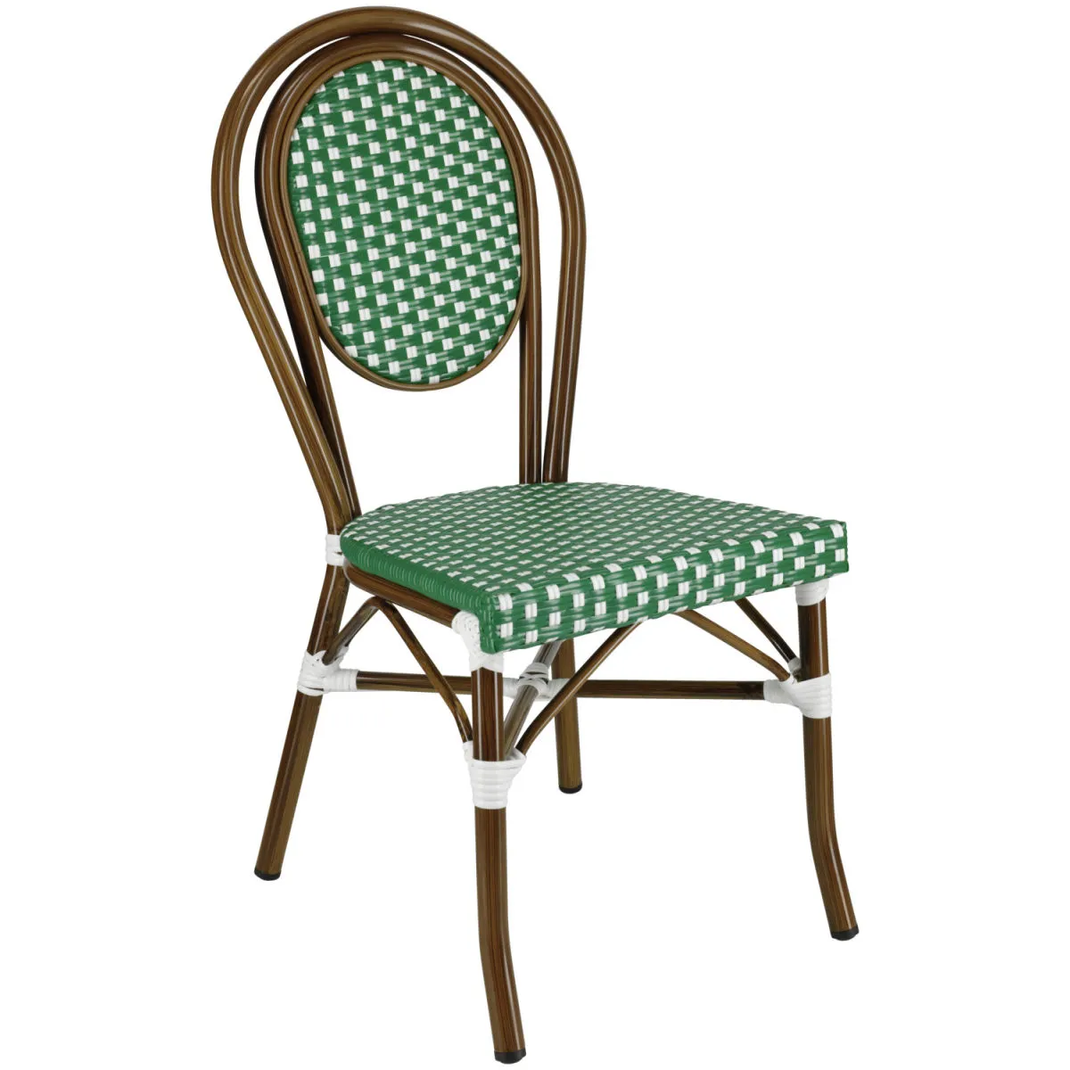 2x PULSIVA Sedia bistrot Glory; 60x43x89 cm (LxPxH); seduta verde/bianco, struttura marrone; 2 pz. / Pacco - immagine 1