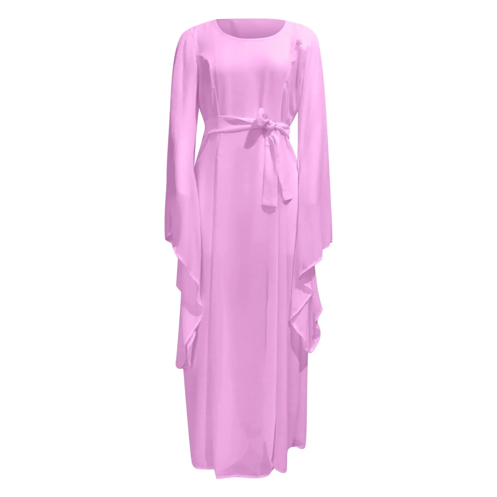 Abito medievale da donna, a maniche a tromba, per feste, da pavimento, in chiffon, stile retrò, per cosplay, da donna, performance, vestito balza, Lilla, XL - immagine 5