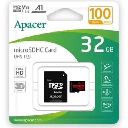 Adattatore SD Apacer microSDHC da 32 GB Classe 10 UHS-I 100 MB/s - immagine 1