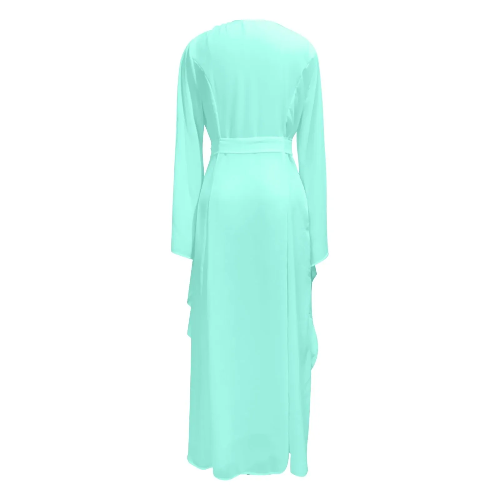 Abito medievale da donna, a maniche a tromba, per feste, da pavimento, in chiffon, stile retrò, per cosplay, da donna, performance, vestito balza, verde, XL - immagine 4