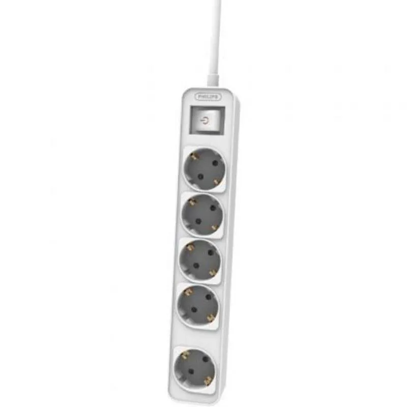 Multipresa Philips CHP2154W/12 5 prese Schuko interruttore LED sicurezza 1,5 m bianca - immagine 1