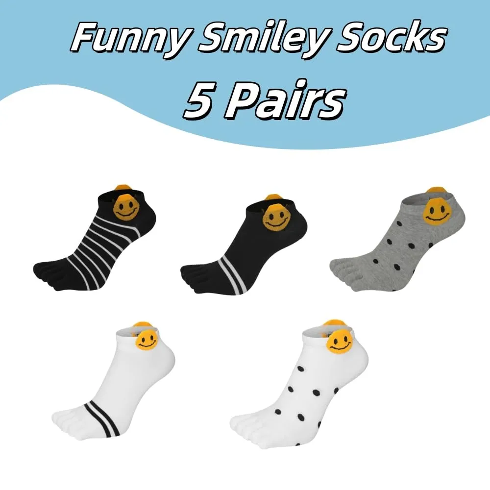 DOLAFO Donna Calzini con Dita Separate, Calze con le Dita in Cotone Donna Casual Sportive Calzini, Allenamento Socks Traspirante - 5 Paia (IT, Numero, 35, 40, Regular, Regular, Multicolore 1) - immagine 3