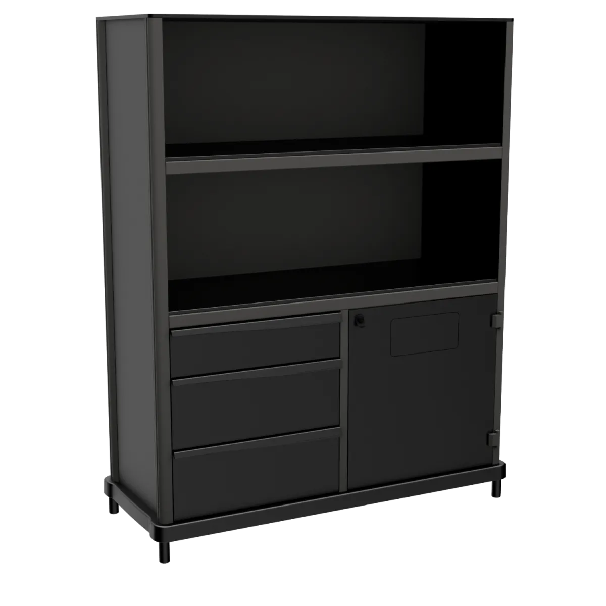 QUATRO Outdoor Sideboard con cassetti, anta chiudibile a chiave e sportello per rifiuti/ biancheria; 139x57x174 cm (LxPxH); nero - immagine 1