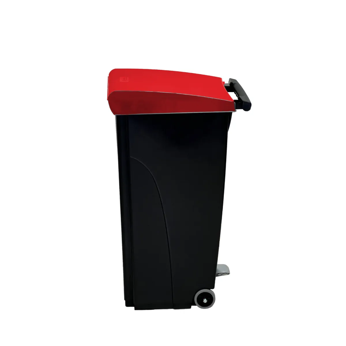 QUATRO Pattumiera a pedale salvaspazio con coperchio blu; 70000 ml, 43x81x32 cm (LxHxP); nero/rosso; rettangolare - immagine 1