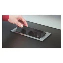 Multipresa da mobile da incasso a scomparsa 2P 10/16A BACKFLIP Inox satinato e Nero 159271000200 - immagine 1
