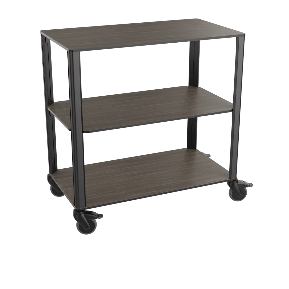 QUATRO Carrello di servizio elegante Legno scuro, 3 ripiani; 90x51x92 cm (LxPxH); nocciola - immagine 1