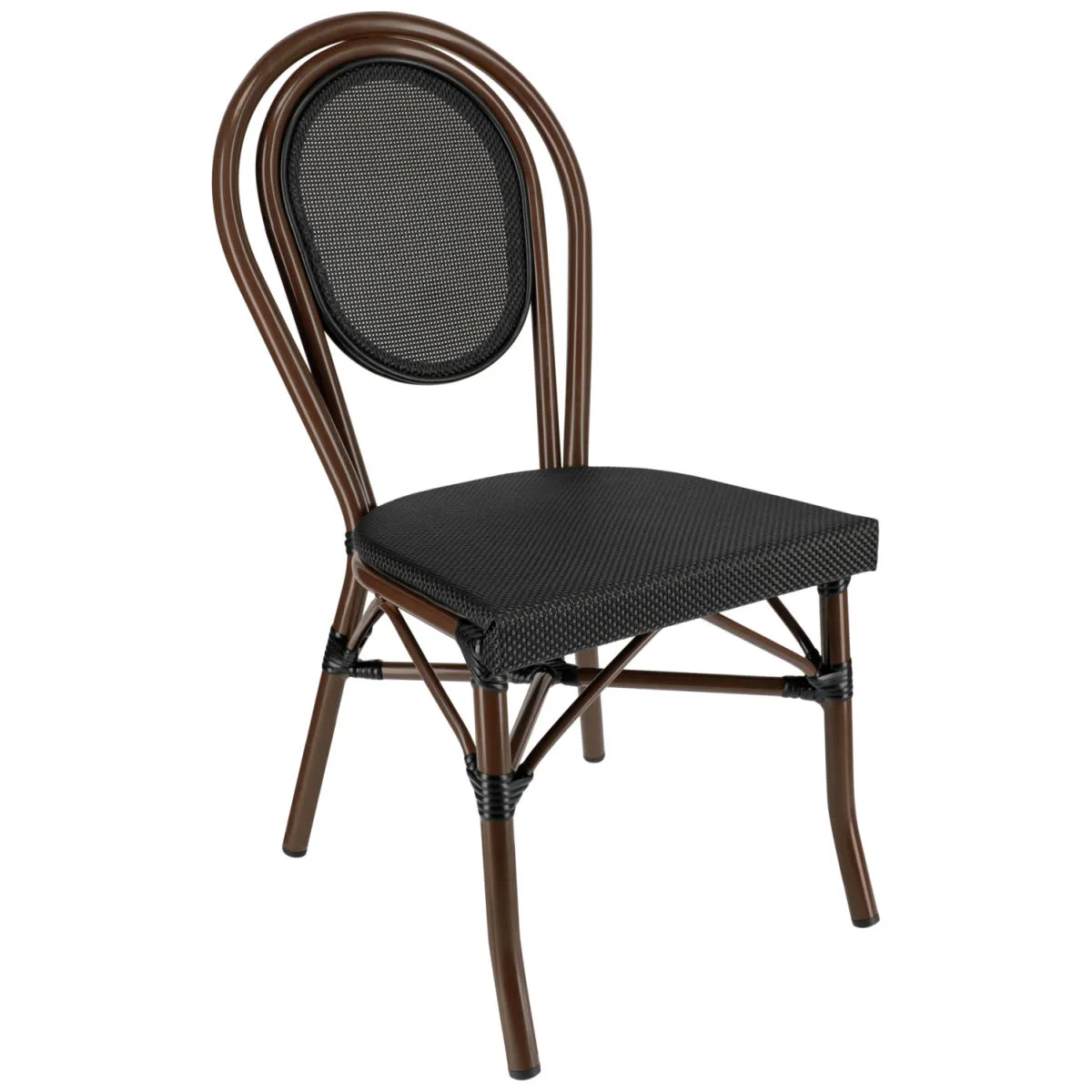 2x PULSIVA Sedia impilabile da esterno Elm senza braccioli; 43x60x89 cm (LxPxH); seduta nero, struttura marrone; 2 pz. / Pacco - immagine 1