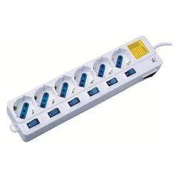 Multipresa tavolo con interruttori indipendenti 6P 10/16A EWENT Bianco EW3930 - immagine 1