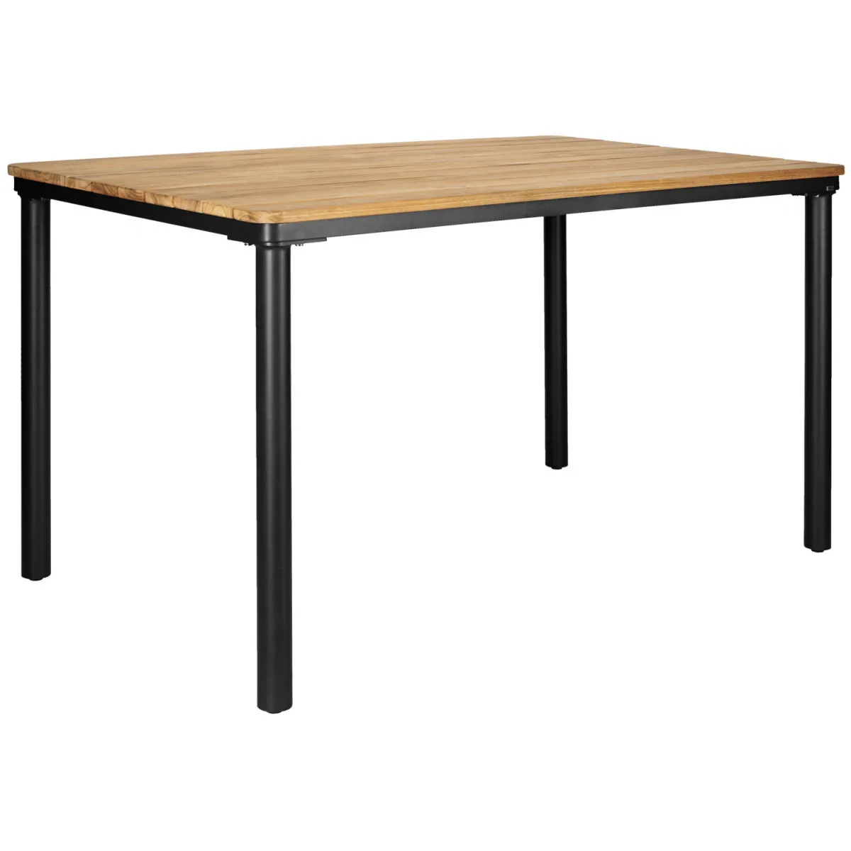VEGA Tavolo da esterno in teak Zolia rettangolare; 130x80x76 cm (LxLxH); Piano tavolo marrone, struttura nero; rettangolare - immagine 1