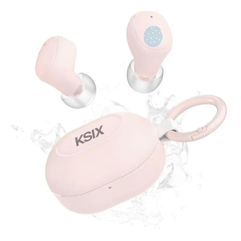 Cuffie wireless Ksix Neutron, USB-C, design compatto, moschettone, spegnimento automatico 4+16 ore, chiamate, rosa - immagine 1