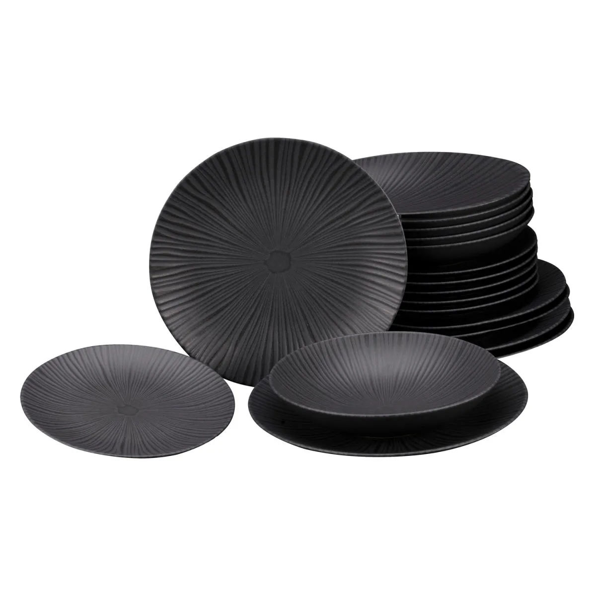 CreaTable Vesuvio Black - Set di piatti da 18 pezzi; nero - immagine 1