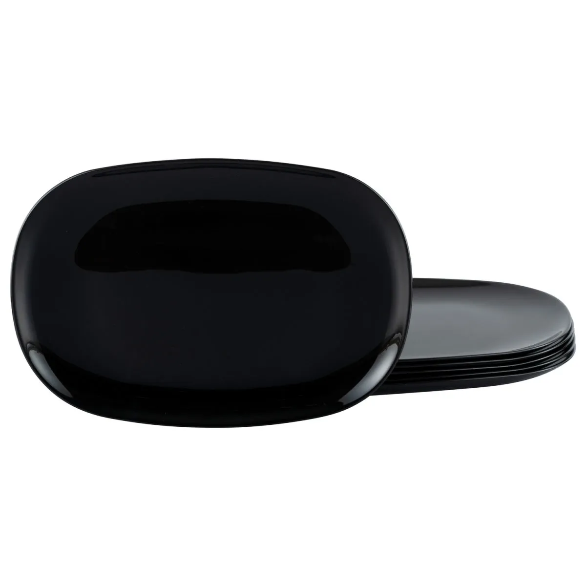 6x CreaTable Italia Party nero - Piatto Burger 34 cm 6 pz.; 34x24x2.5 cm (LxLxH); nero; ovale; 6 pz. / Pacco - immagine 1
